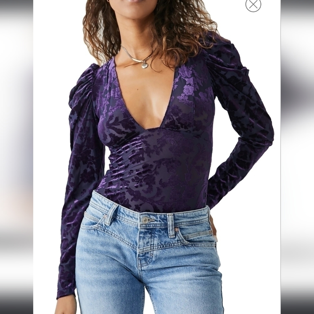 Nwt Free People Magic Hour Bodysuit Deep Sea Combo Top